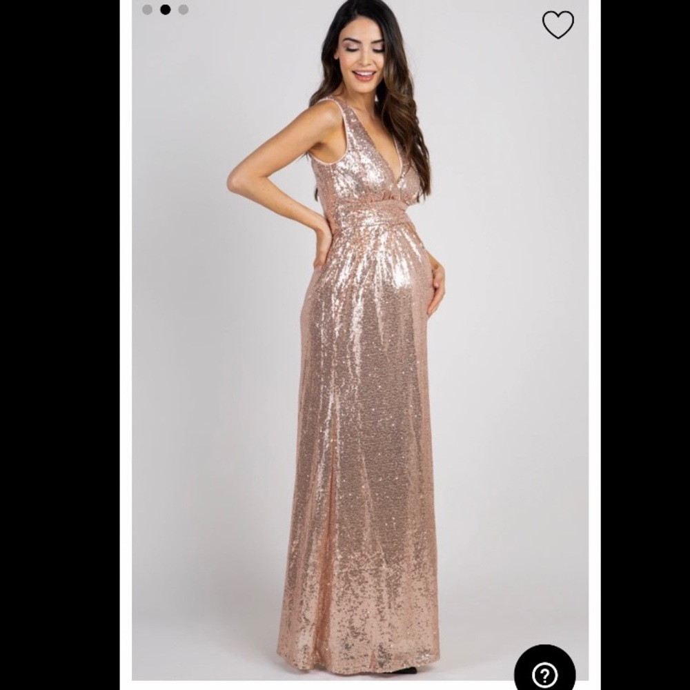 NWT! Rose Gold Sequin Maternity Gown